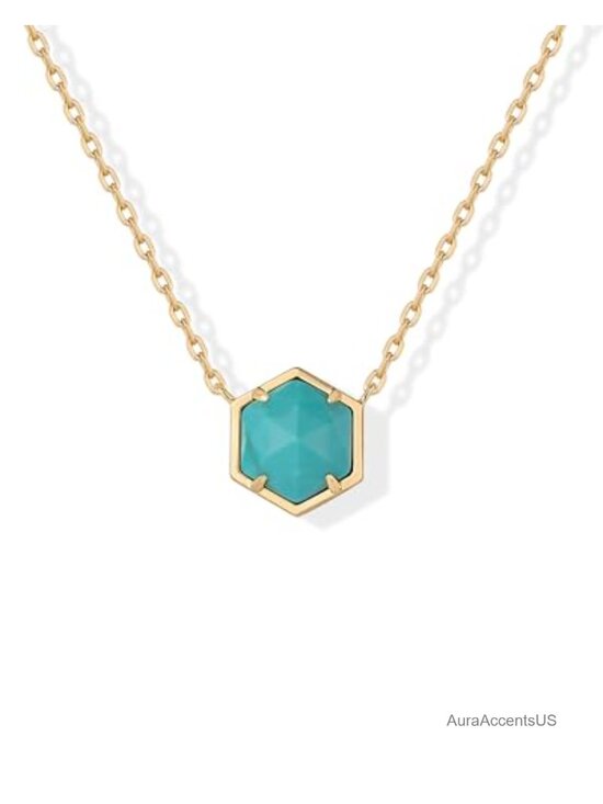 Jewelry - 14K Gold Plated Turquoise Pendant Necklace Dainty Gift for Her